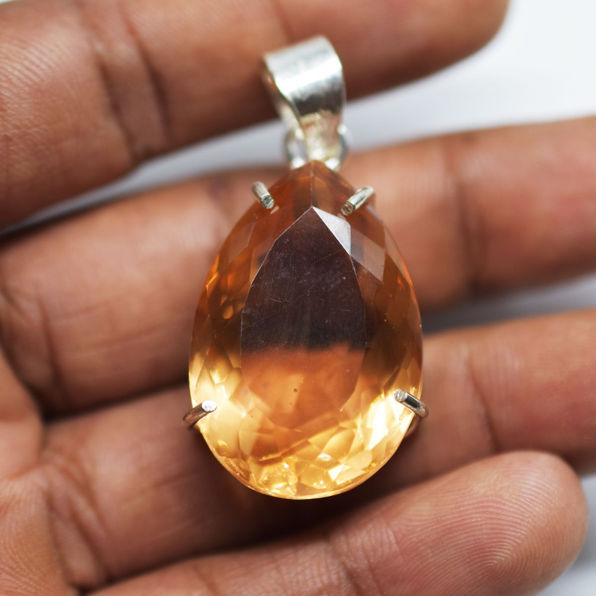 75.90 Honey Topaz Pendant Lab Created 925 Sterling Silve Gemstone CERTIFIED