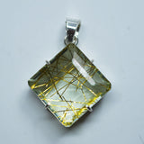 Lab Crated Yellow Rutilated 925 Sterling Silver Pendant 81.20 Ct Gems Certified
