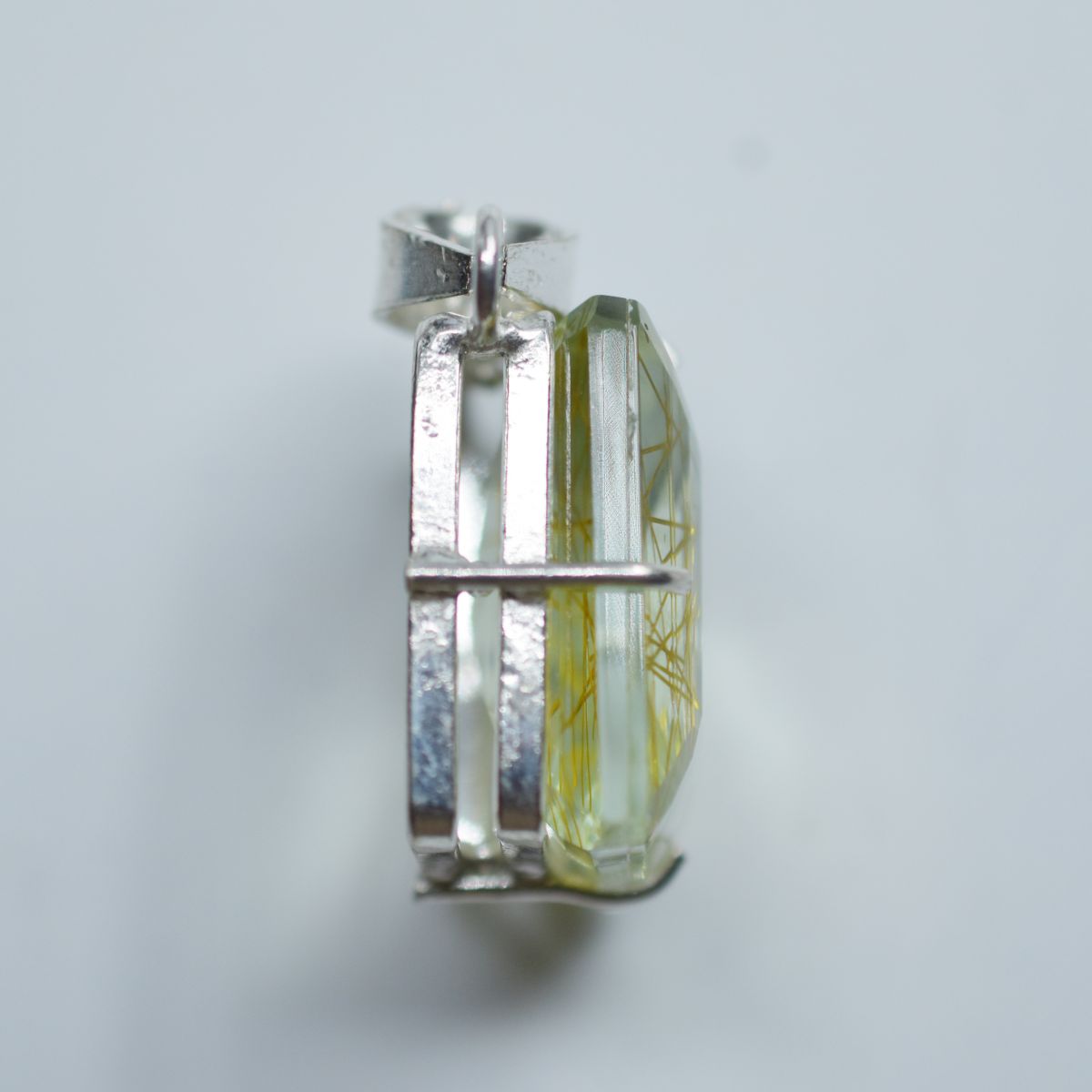 Lab Crated Yellow Rutilated 925 Sterling Silver Pendant 81.20 Ct Gems Certified
