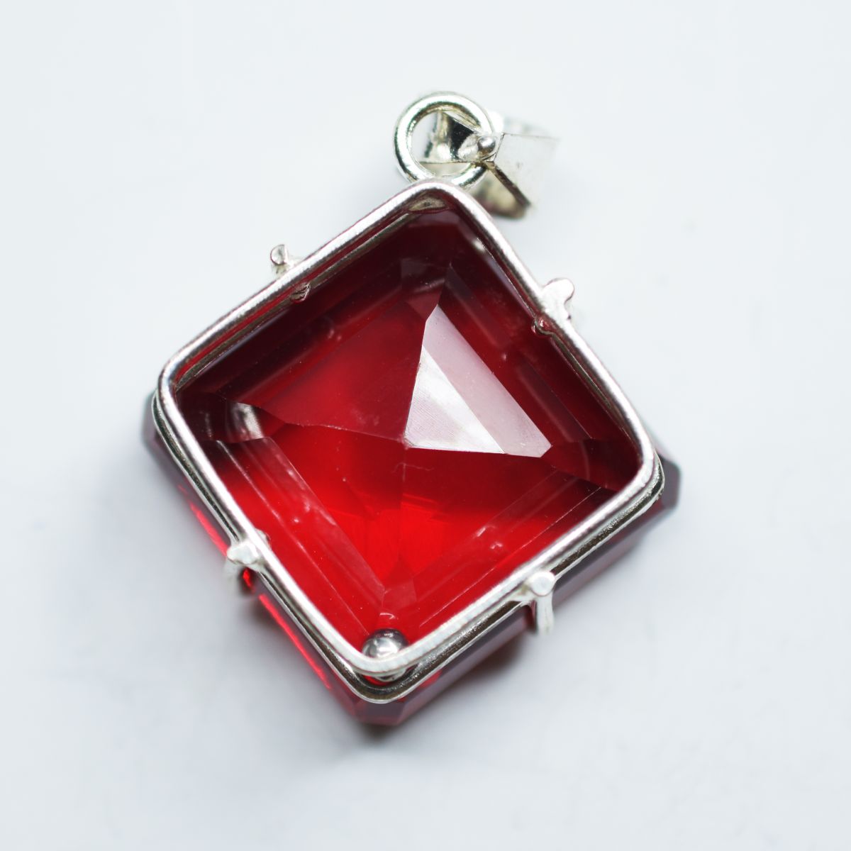 98.60 Ct Red Natural Topaz Pendant 925 Sterling Silver Certified Square Gemstone