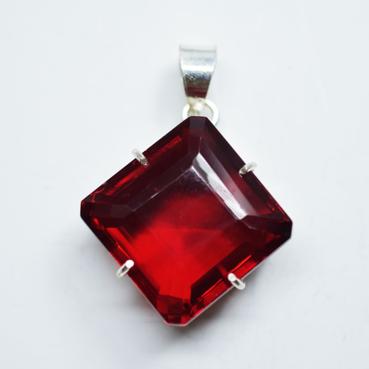 98.60 Ct Red Natural Topaz Pendant 925 Sterling Silver Certified Square Gemstone