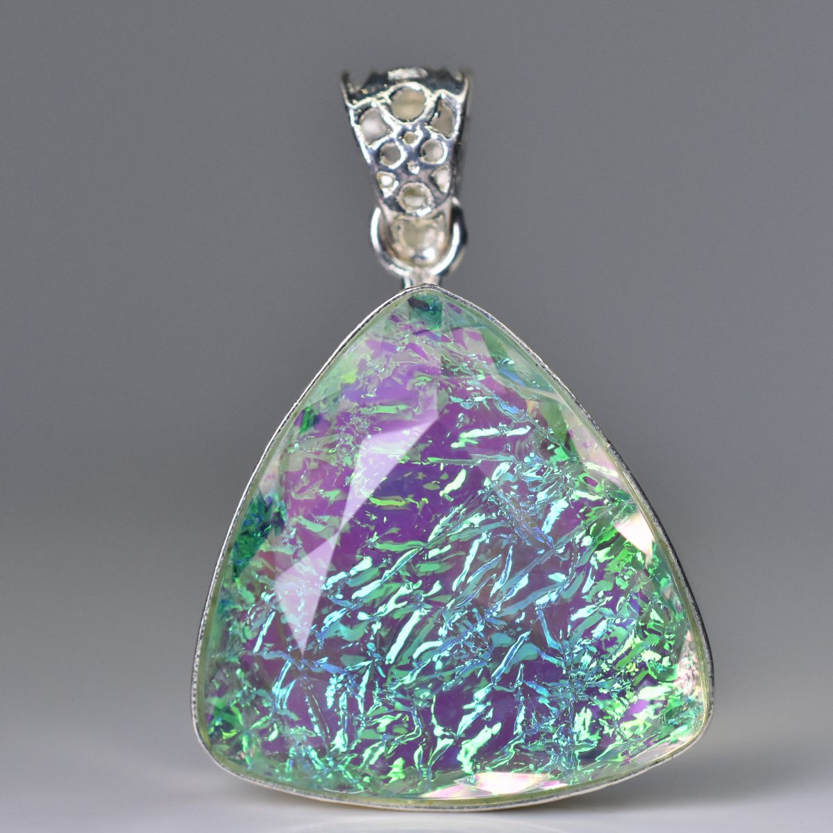 Lab Created 68.45 Ct Trillion Cut Monarch Opal Certified Rare Gemstone Pendant