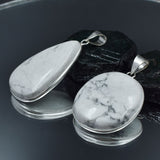Howlite Pair Gemstone 153.65 Ct Oval-Pear Cut Pendant Healing Stone 925 Silver