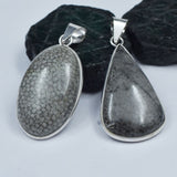 88.70 Ct Natural Morocco Fossil Coral Pair Healing 925 Sterling Silver Pendant