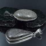 88.70 Ct Natural Morocco Fossil Coral Pair Healing 925 Sterling Silver Pendant