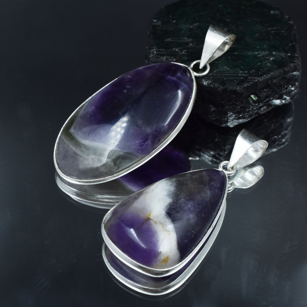 Amethyst Oval-Pear 925 Silver Pendant Healing Stone 87.65 Ct CERTIFIED Gemstone