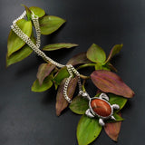 Fancy Turtle Shape Pendant With Chain 95 Ct Natural Sun Stone Silver 925 Brown