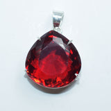 Certified 109.95 Ct Red Topaz Pear 925 Sterling Silver Natural Gem Pendant
