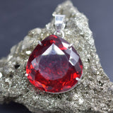 Certified 109.95 Ct Red Topaz Pear 925 Sterling Silver Natural Gem Pendant