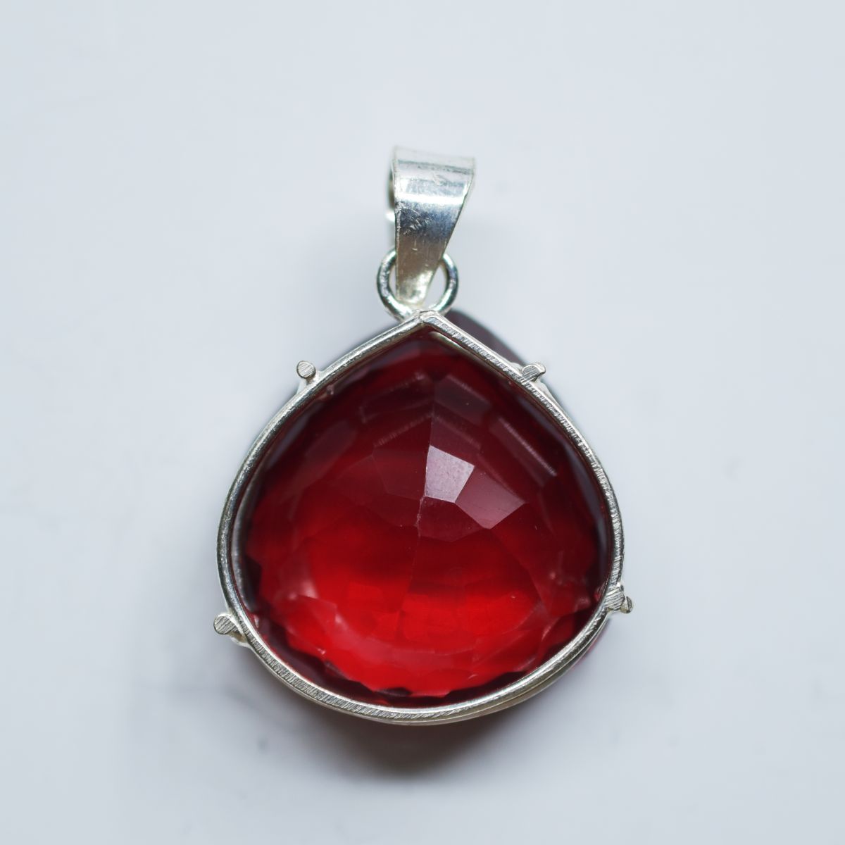Certified 109.95 Ct Red Topaz Pear 925 Sterling Silver Natural Gem Pendant