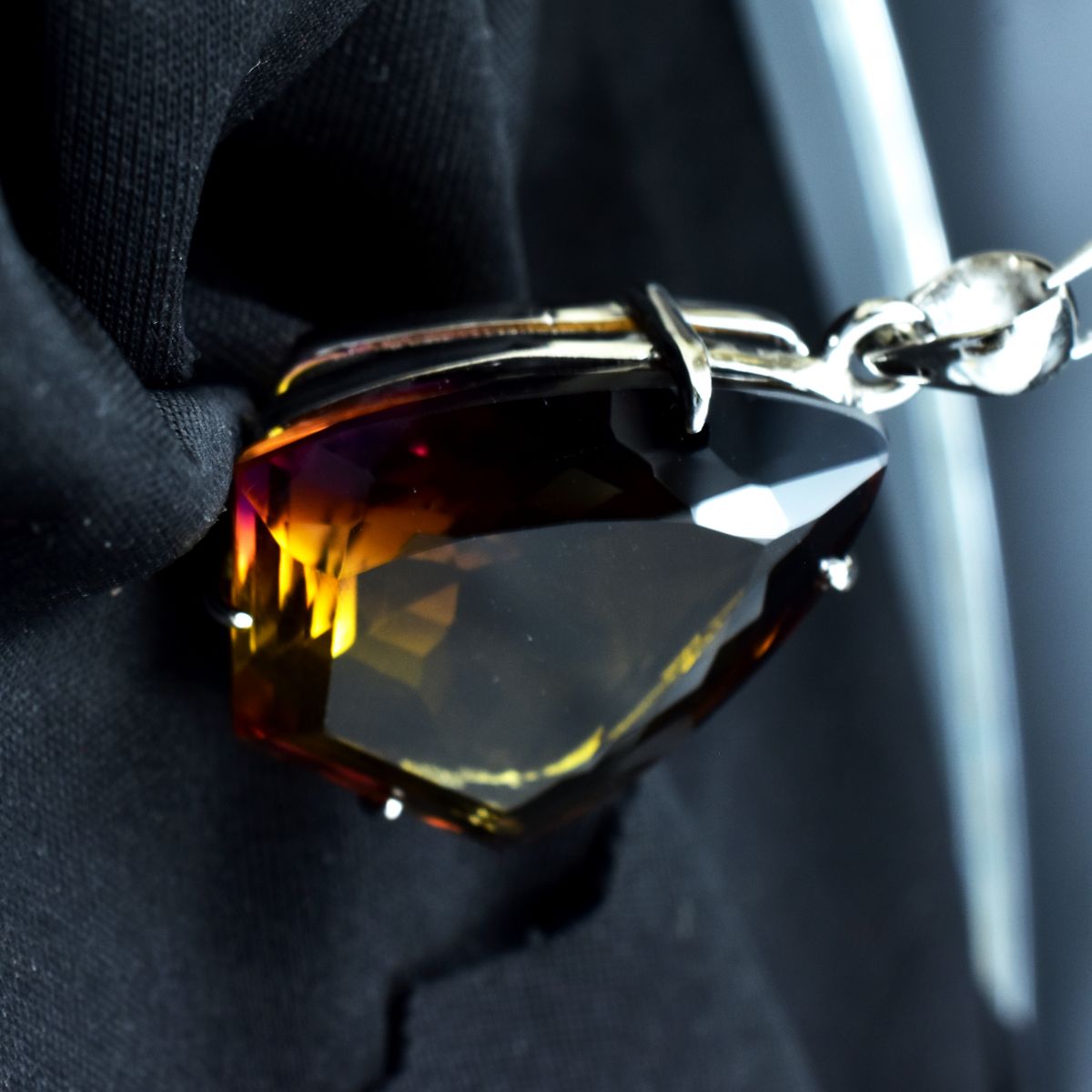 925 Sterling Silver Fancy Pendant 61.3 Ct Natural Ametrine Gemstone Certified