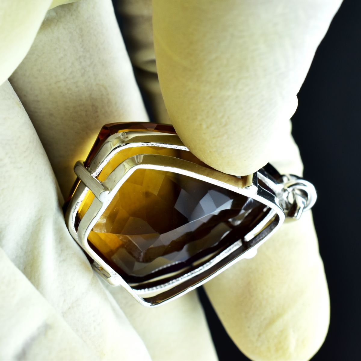 925 Sterling Silver Fancy Pendant 61.3 Ct Natural Ametrine Gemstone Certified