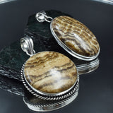 Aragonite Oval-Round 136Ct Natural CERTIFIED Gems 925 Sterling Silver Pendant