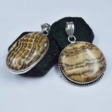 Aragonite Oval-Round 136Ct Natural CERTIFIED Gems 925 Sterling Silver Pendant