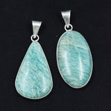 Amazonite Antique Oval-Pear 84.05 Ct Pendant Healing Stone 925 Silver Gemstone