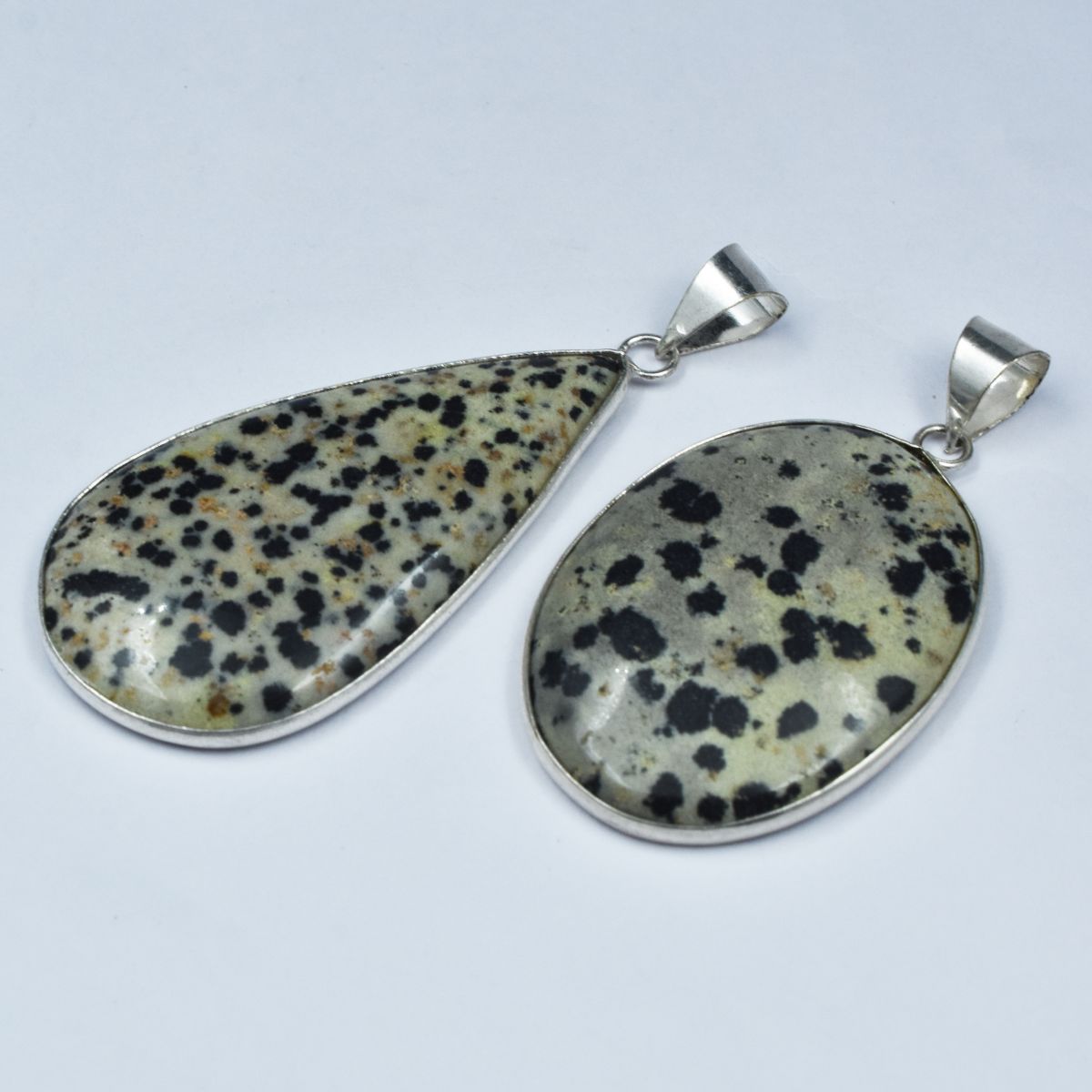 Dalmatian Jasper 114 Ct Oval-Pear Cut Pendant Healing Stone 925 Silver Gemstone