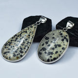 Dalmatian Jasper 114 Ct Oval-Pear Cut Pendant Healing Stone 925 Silver Gemstone