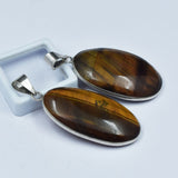 Dolomite Tiger Eye 114 Ct Oval Cut Pair of 925 Sterling Silver Pendant 925 Gems