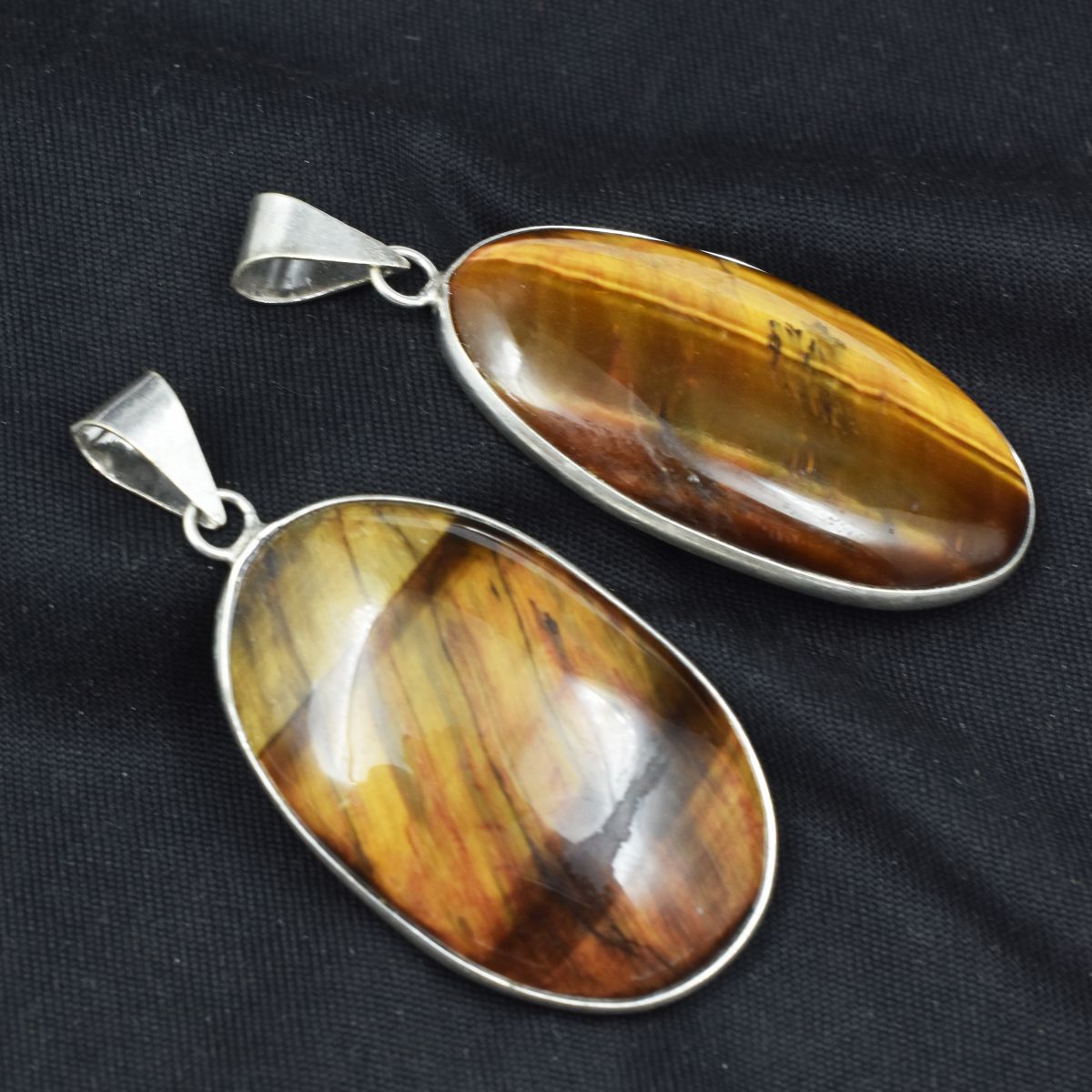 Dolomite Tiger Eye 114 Ct Oval Cut Pair of 925 Sterling Silver Pendant 925 Gems