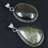 128 Ct Pair Black Onyx Oval-Pear Cut Pendant Healing Stone 925 Silver Gemstone
