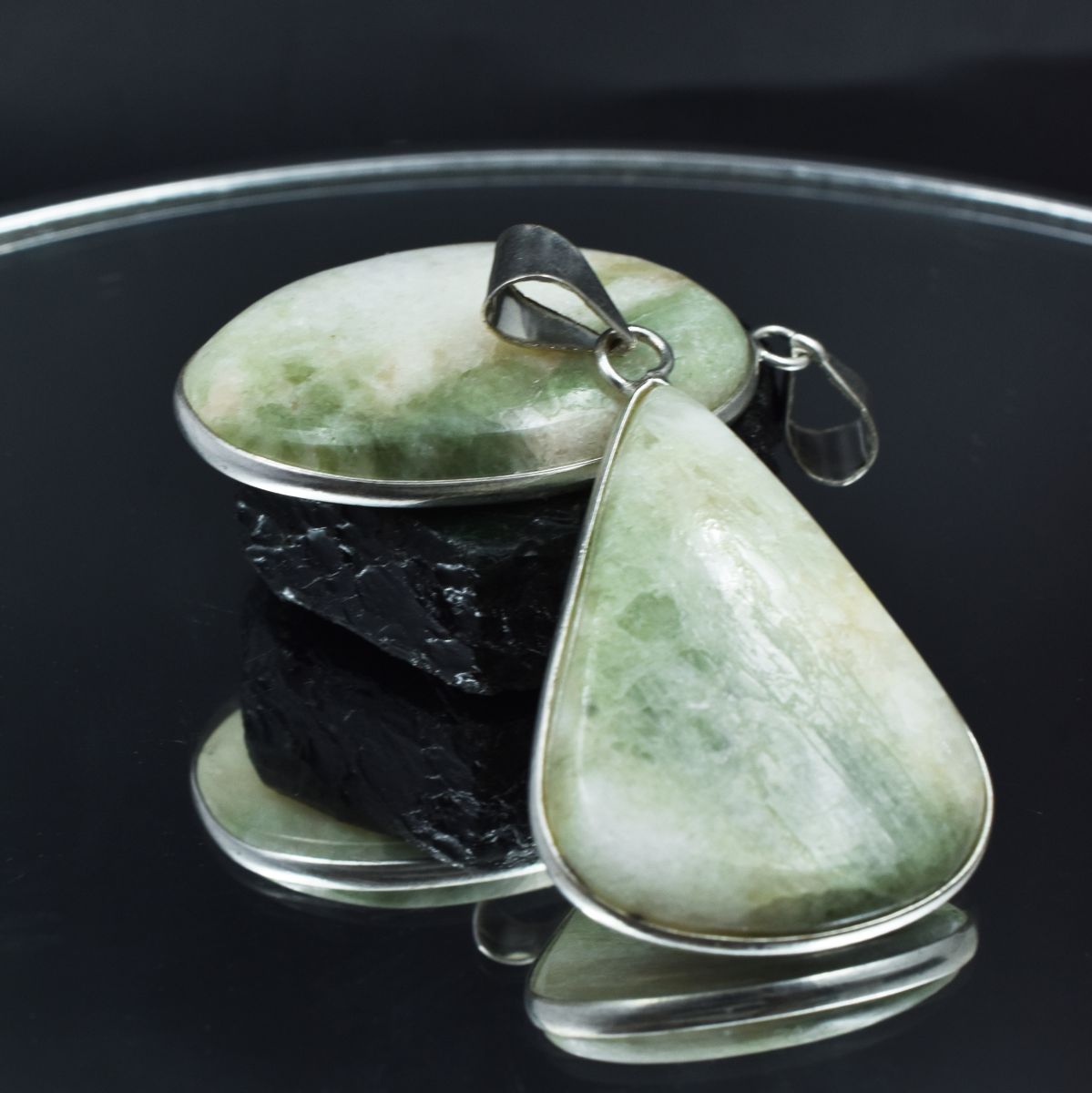 122.05 Ct Oval-Pear Cut seraphinite Pendant Healing Stone 925 Silver Gemstone