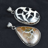 155.25 Ct Oval-Pear Cut Septarian 925 Silver Pendant Healing Stone Gemstone