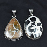 155.25 Ct Oval-Pear Cut Septarian 925 Silver Pendant Healing Stone Gemstone