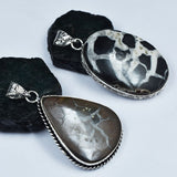 155.25 Ct Oval-Pear Cut Septarian 925 Silver Pendant Healing Stone Gemstone