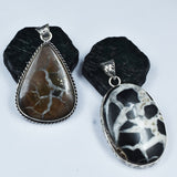 155.25 Ct Oval-Pear Cut Septarian 925 Silver Pendant Healing Stone Gemstone