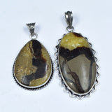 140 Ct Septarain Oval Cut 925 Silver Pendant Healing Stone Gemstone CERTIFIED