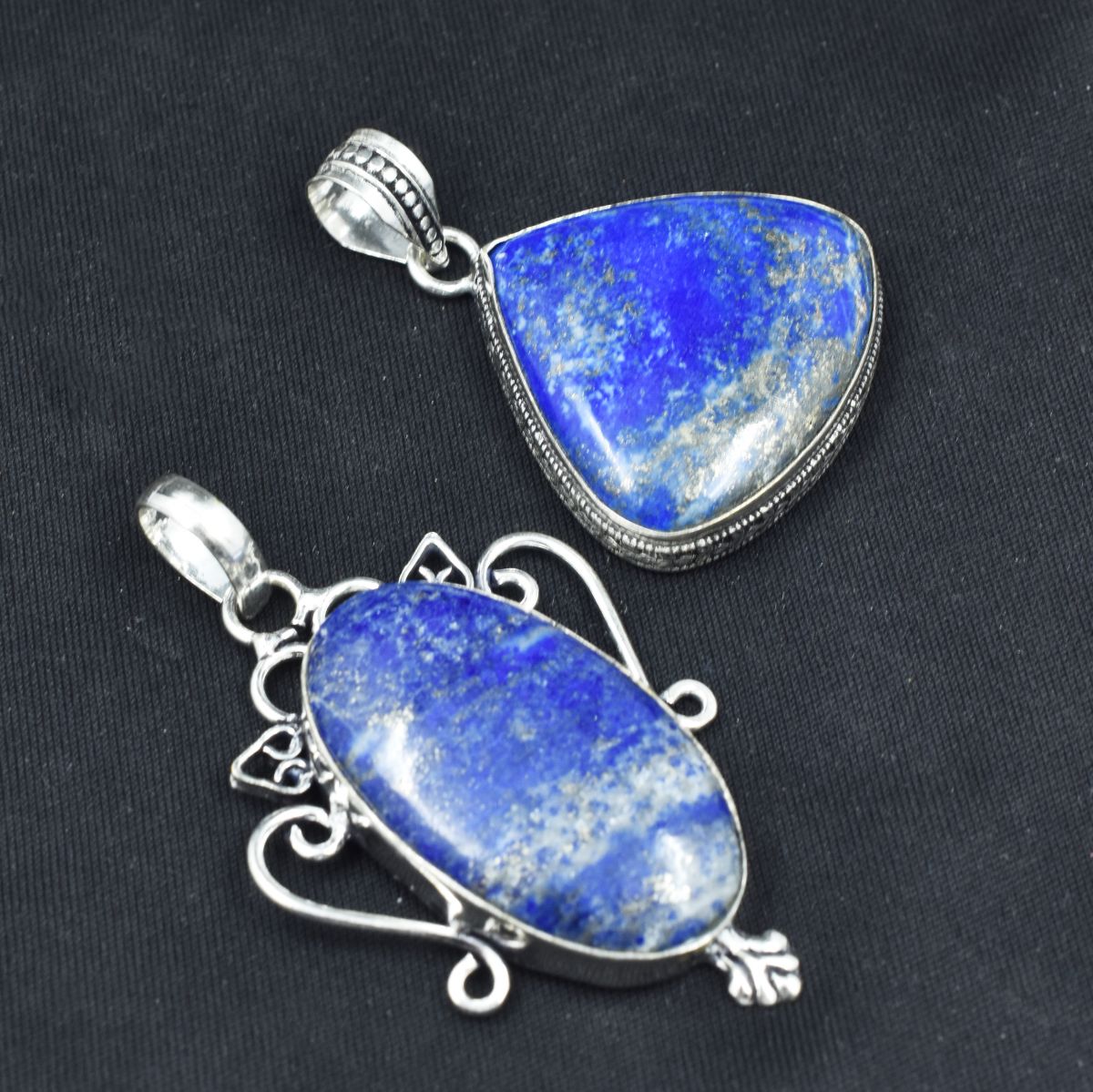 Lapis Lazuli Oval-Pear 138Ct Pendant Healing Stone 925 Silver Gemstone CERTIFIED