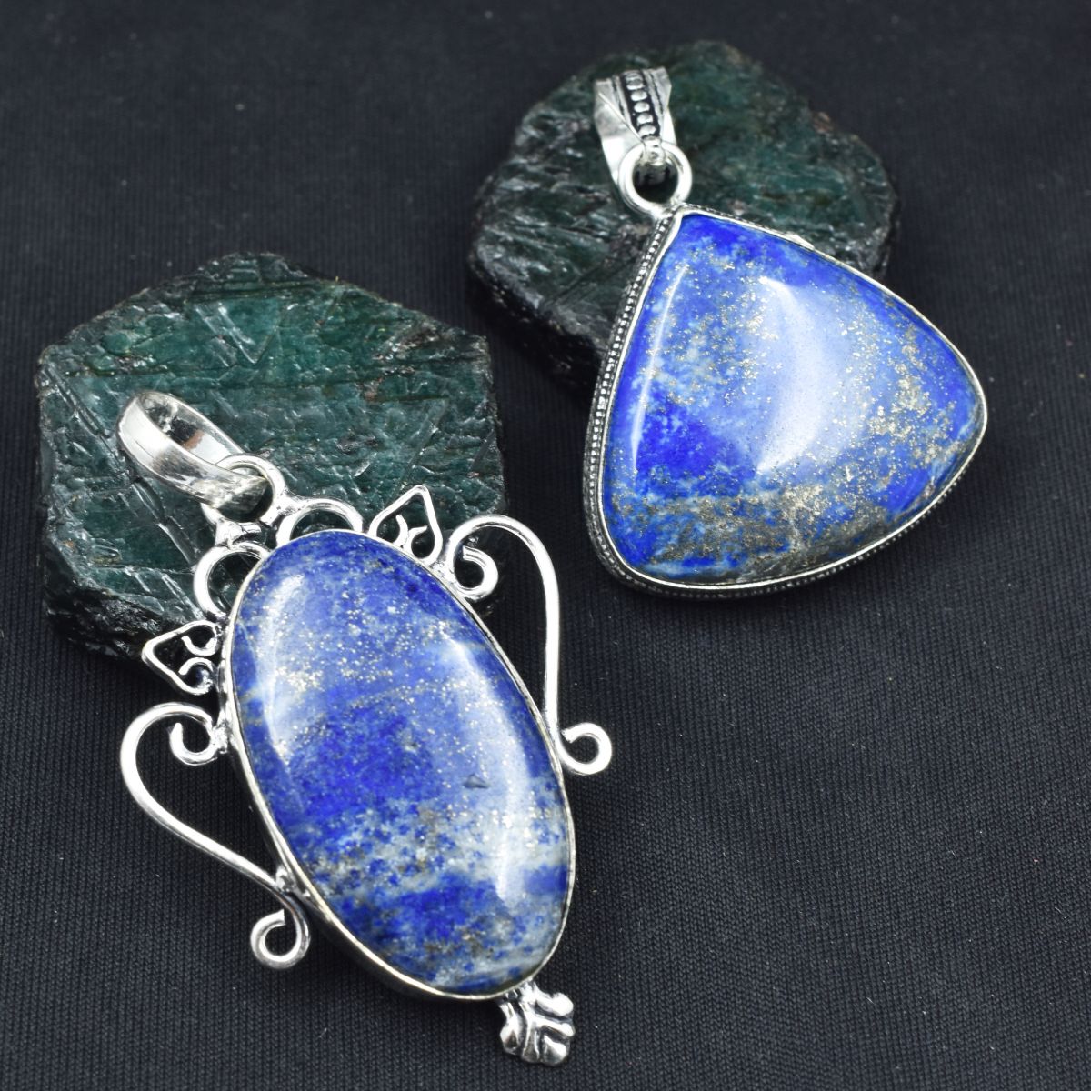 Lapis Lazuli Oval-Pear 138Ct Pendant Healing Stone 925 Silver Gemstone CERTIFIED