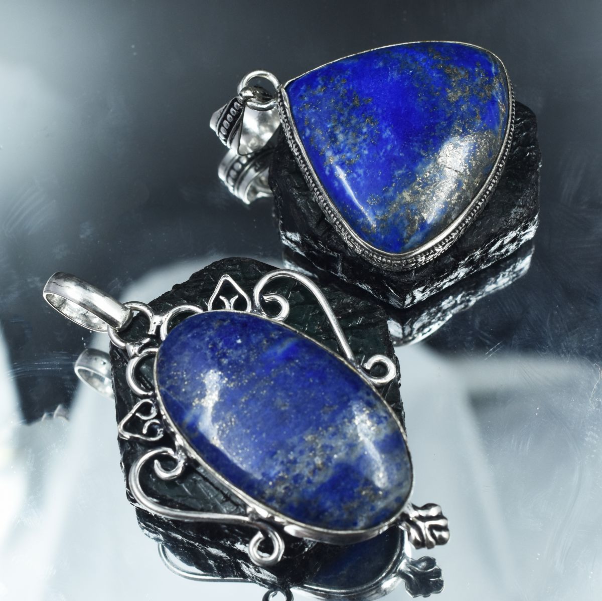 Lapis Lazuli Oval-Pear 138Ct Pendant Healing Stone 925 Silver Gemstone CERTIFIED