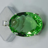 Pendant Lab-Created Peridot 925 Sterling Silver 95 Ct Oval CERTIFIED Gemstone