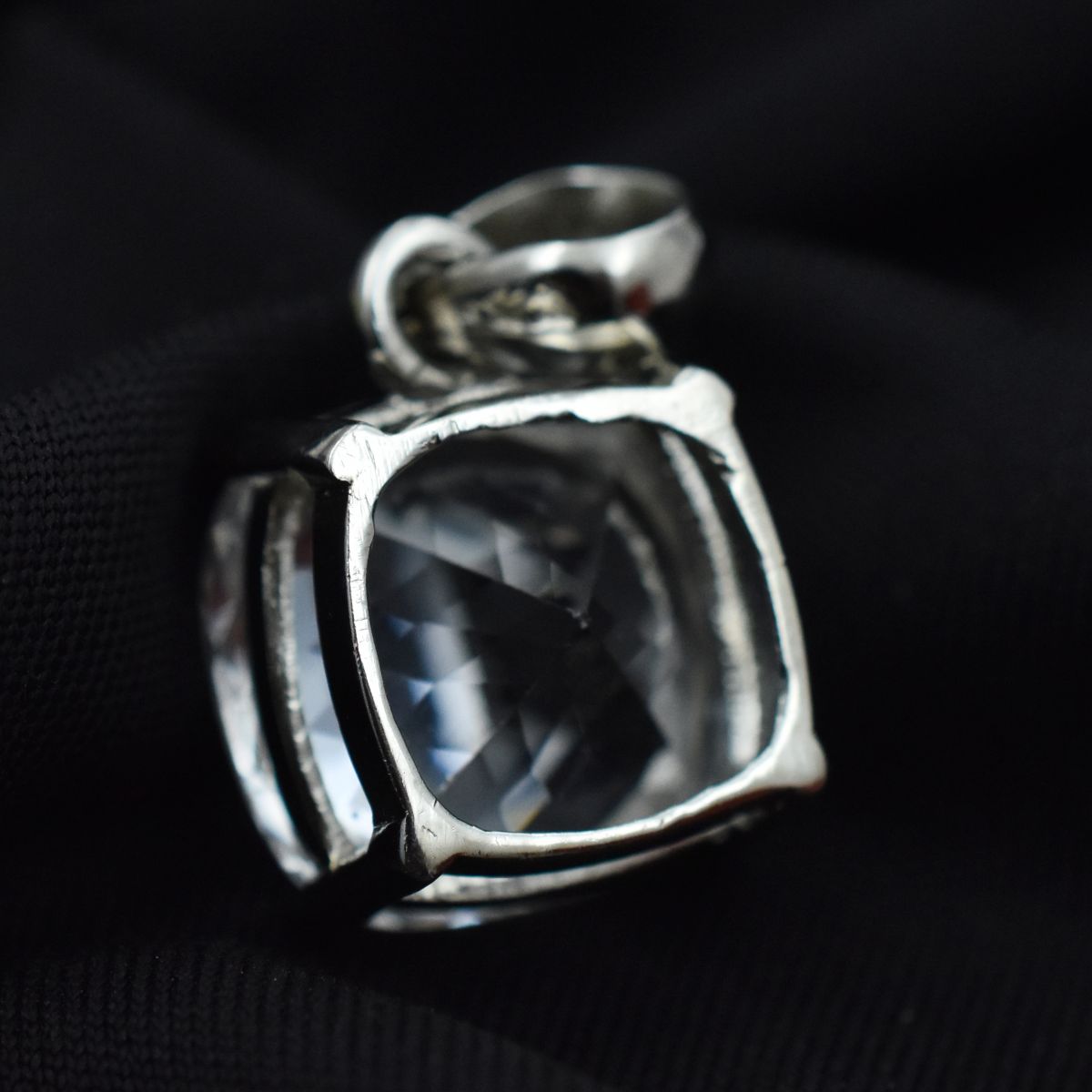 30Ct Silver White Pendant Square Cushion Cut Natural Sapphire Gemstone CERTIFIED