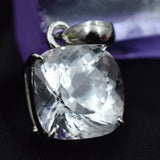 30Ct Silver White Pendant Square Cushion Cut Natural Sapphire Gemstone CERTIFIED