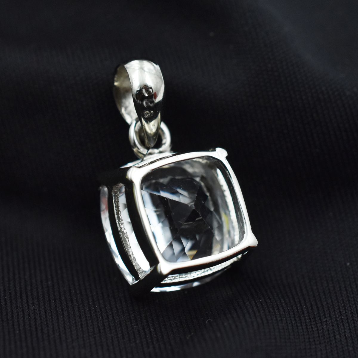 30.74 Ct Silver White Natural Sapphire Square Cut Pendant Gemstone CERTIFIED