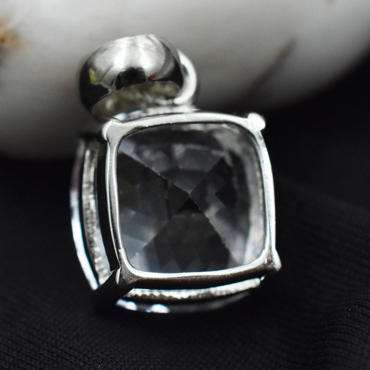 30.74 Ct Silver White Natural Sapphire Square Cut Pendant Gemstone CERTIFIED