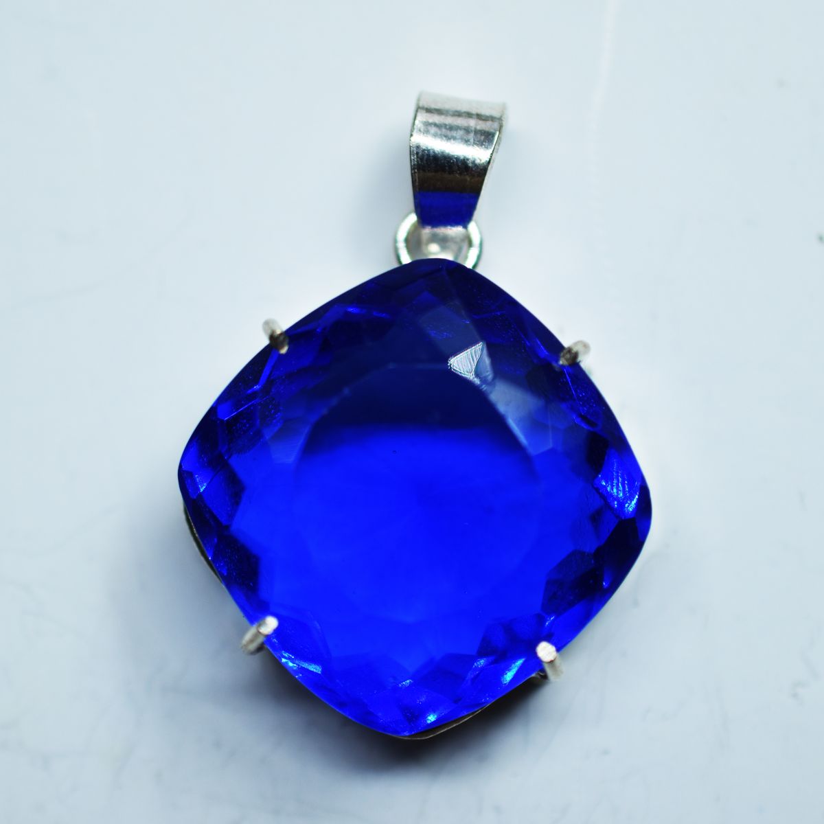 103 Ct 925 Sterling Silver Pendant BLUE Topaz Natural Certified Gems For Gift