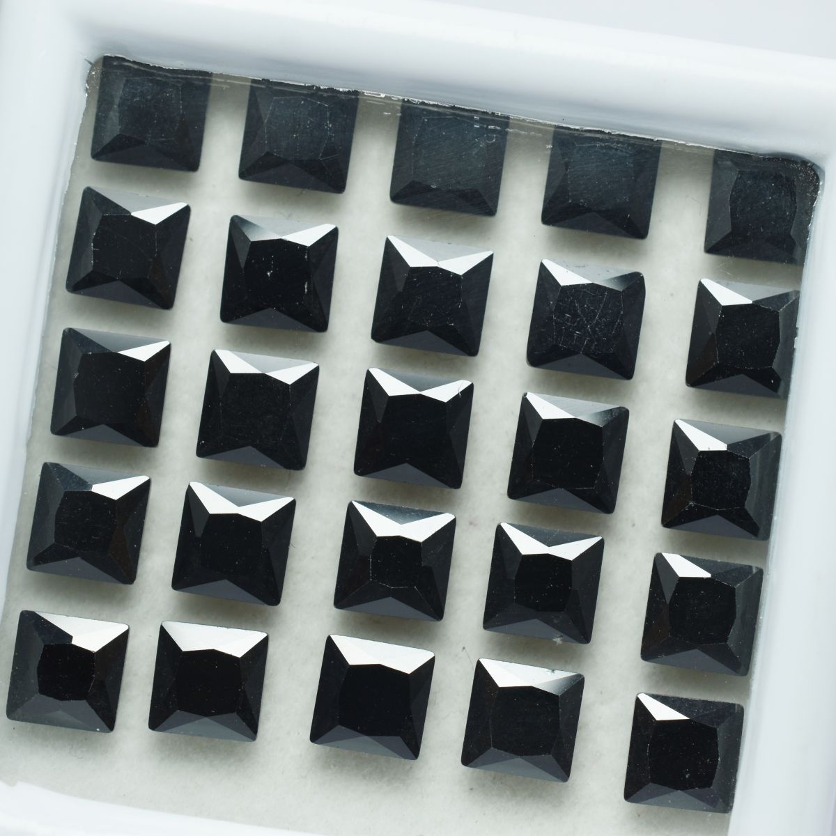 Natural Moissanite Black Color Square Cut 49 Pcs CERTIFIED Loose Gemstone 5x5 mm