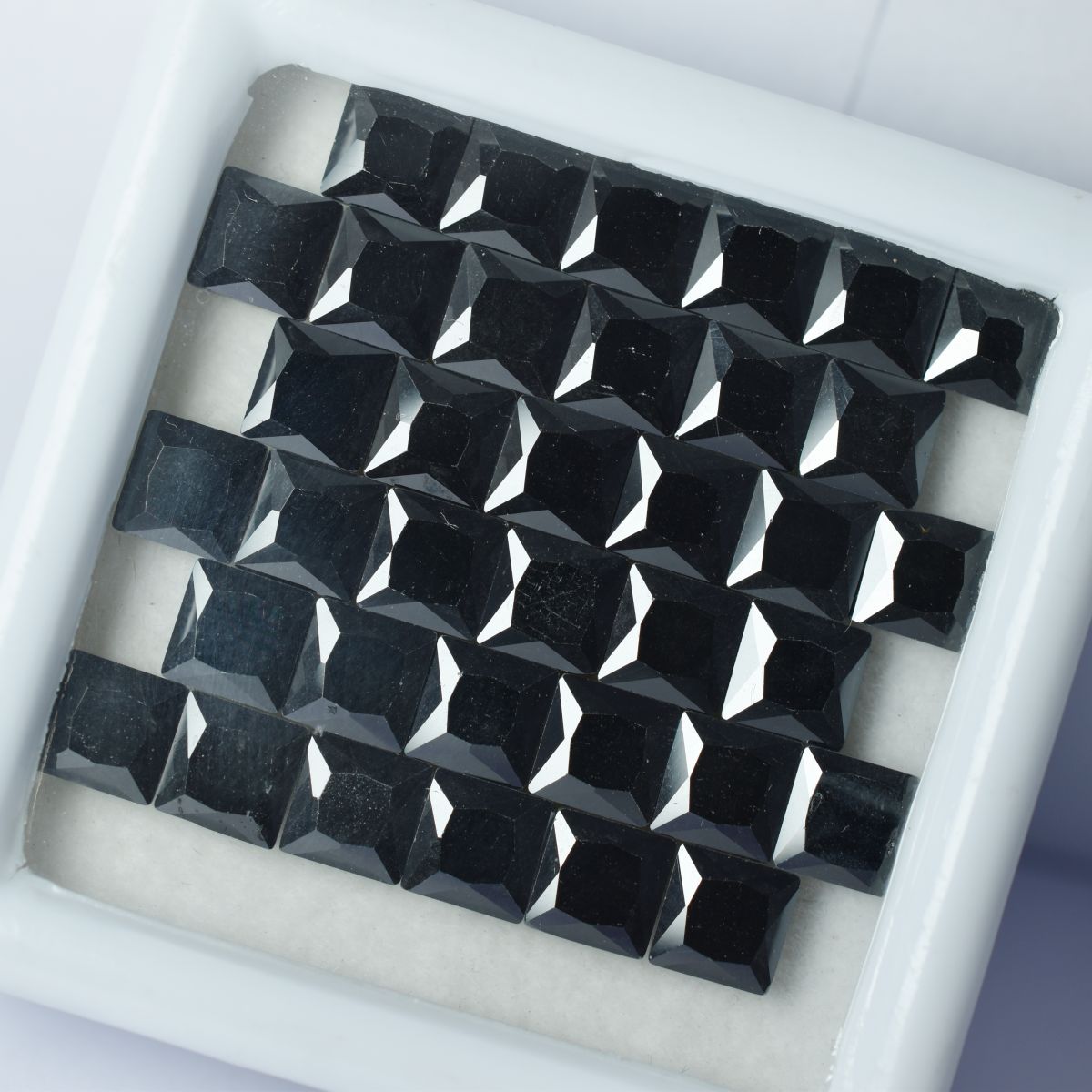 Natural Moissanite Black Color Square Cut 49 Pcs CERTIFIED Loose Gemstone 5x5 mm