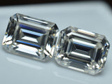 Emerald Cut Synthetic Moissanite Gemstone Pair CERTIFIED D Color VVS1 2x4 MM
