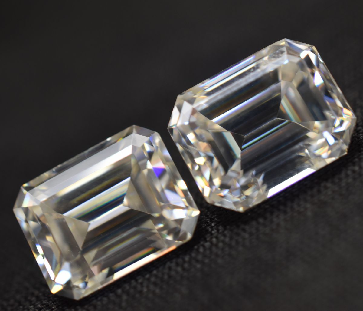 Emerald Cut Synthetic Moissanite Gemstone Pair CERTIFIED D Color VVS1 2x4 MM