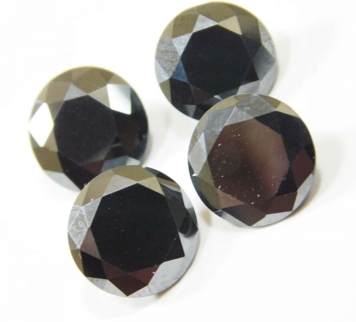 Synthetic Black Moissanite Round 8.10 mm Size 12 Carat Loose Gemstones 4 Stones