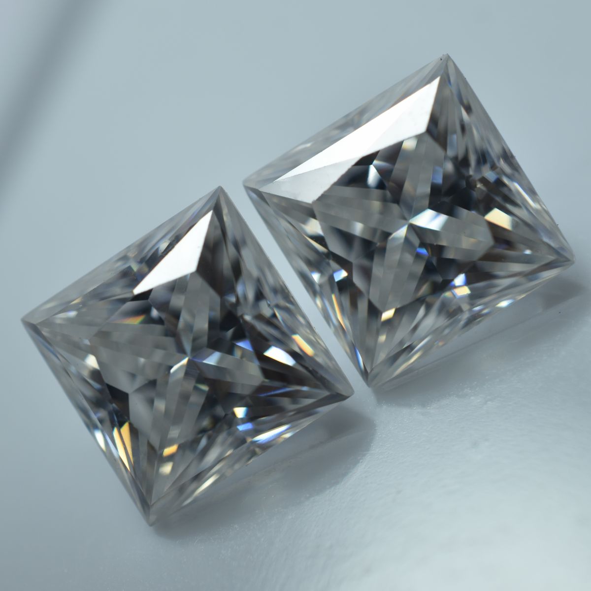 CERTIFIED 0.71 Ct Moissanite Pair Loose Gemstone 2 Pcs VVS1 D Color Square Cut