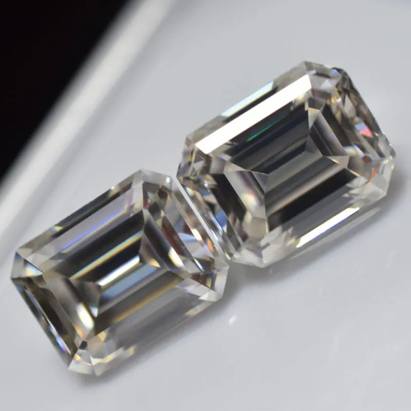 emerald cut moissanite loose gemstone pair matching stones