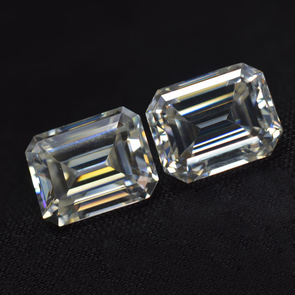 Pair Emerald Cut Moissanite Loose Gemstone 6.94 Ct VVS1 D Color CERTIFIED 2 Pcs