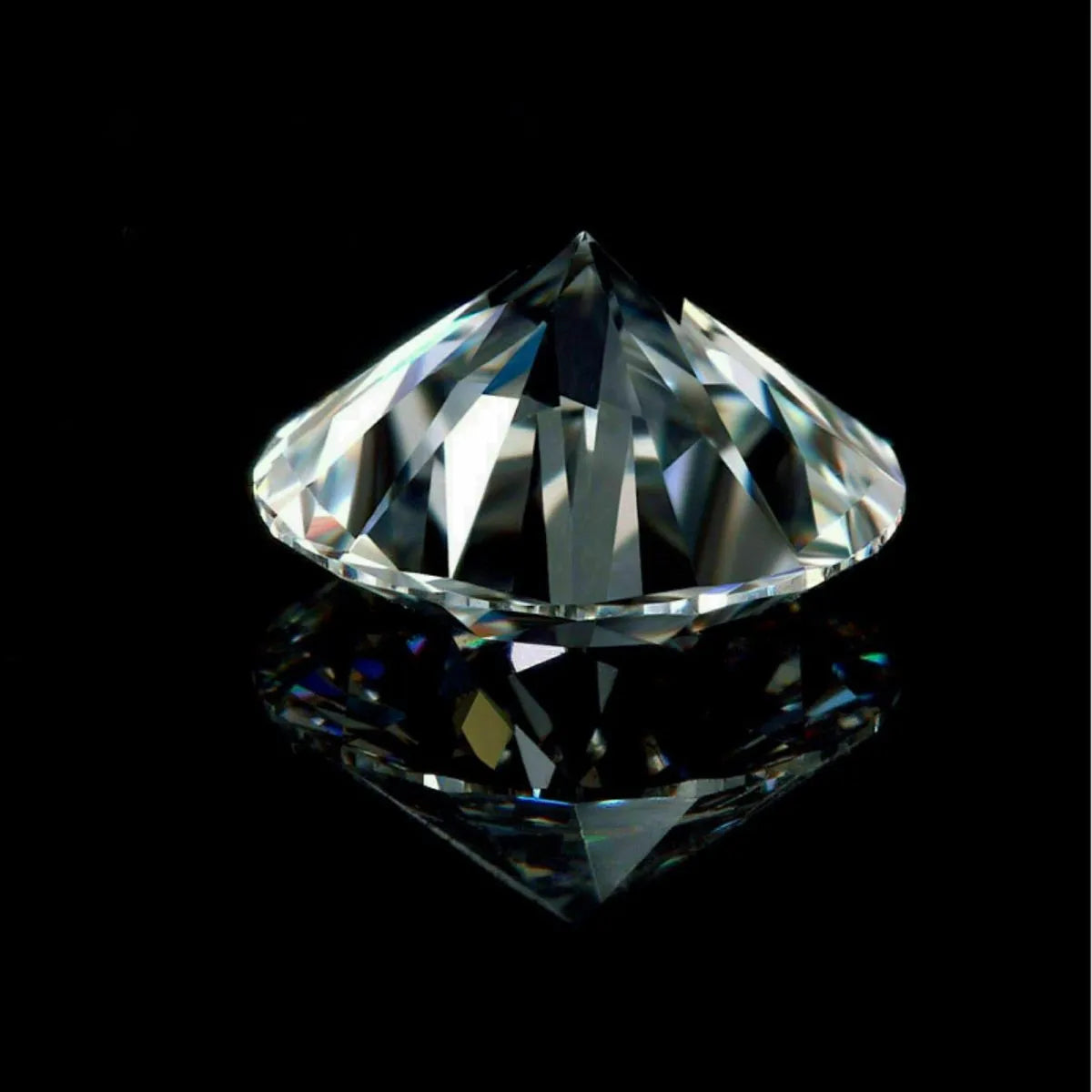 Faceted diamond on a black background