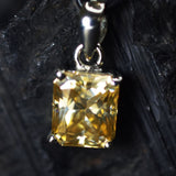 Champagne 14Ct Moissanite 925 Silver Emerald Gift Pendant Front 