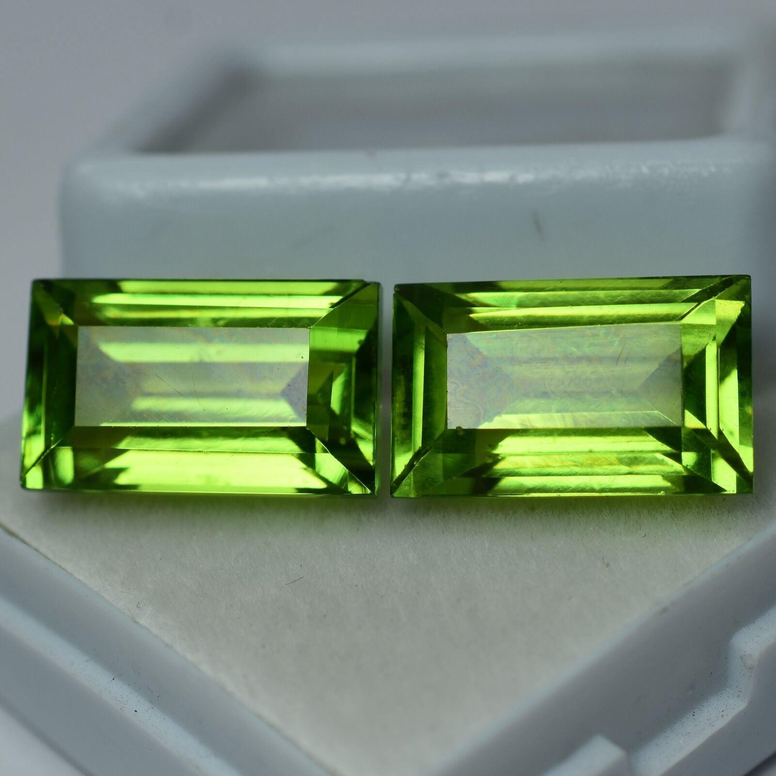 Natural Peridot Stone GREEN Peridot Pair Rare Loose Gemstone CERTIFIED 16.20 Ct EMERALD Cut Gemstone